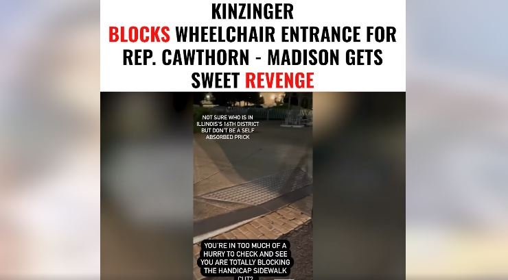 DIRTY RINO Adam Kinzinger Parks His Car Blocking Wheelchair Ramp for Madison Cawthorn who Endorsed His Opponent (VIDEO)