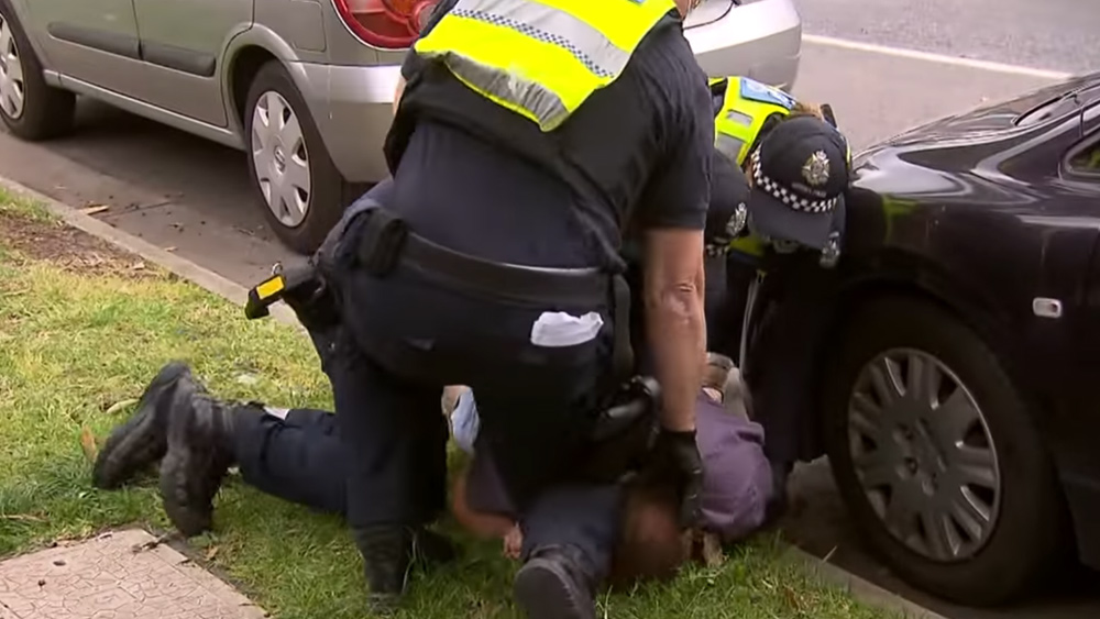 Image: Brutality down under: Melbourne cops slam peaceful anti-lockdown protester to the ground