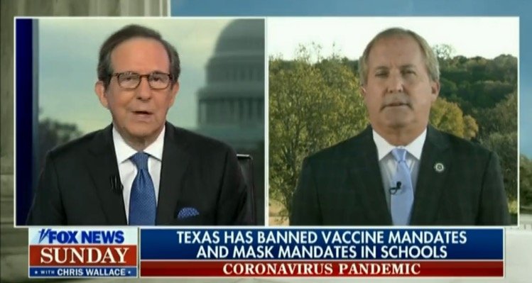 Fox News Hack Chris Wallace Grills Texas Attorney General Ken Paxton on His Fight to Ban Vaccine Mandates (VIDEO)