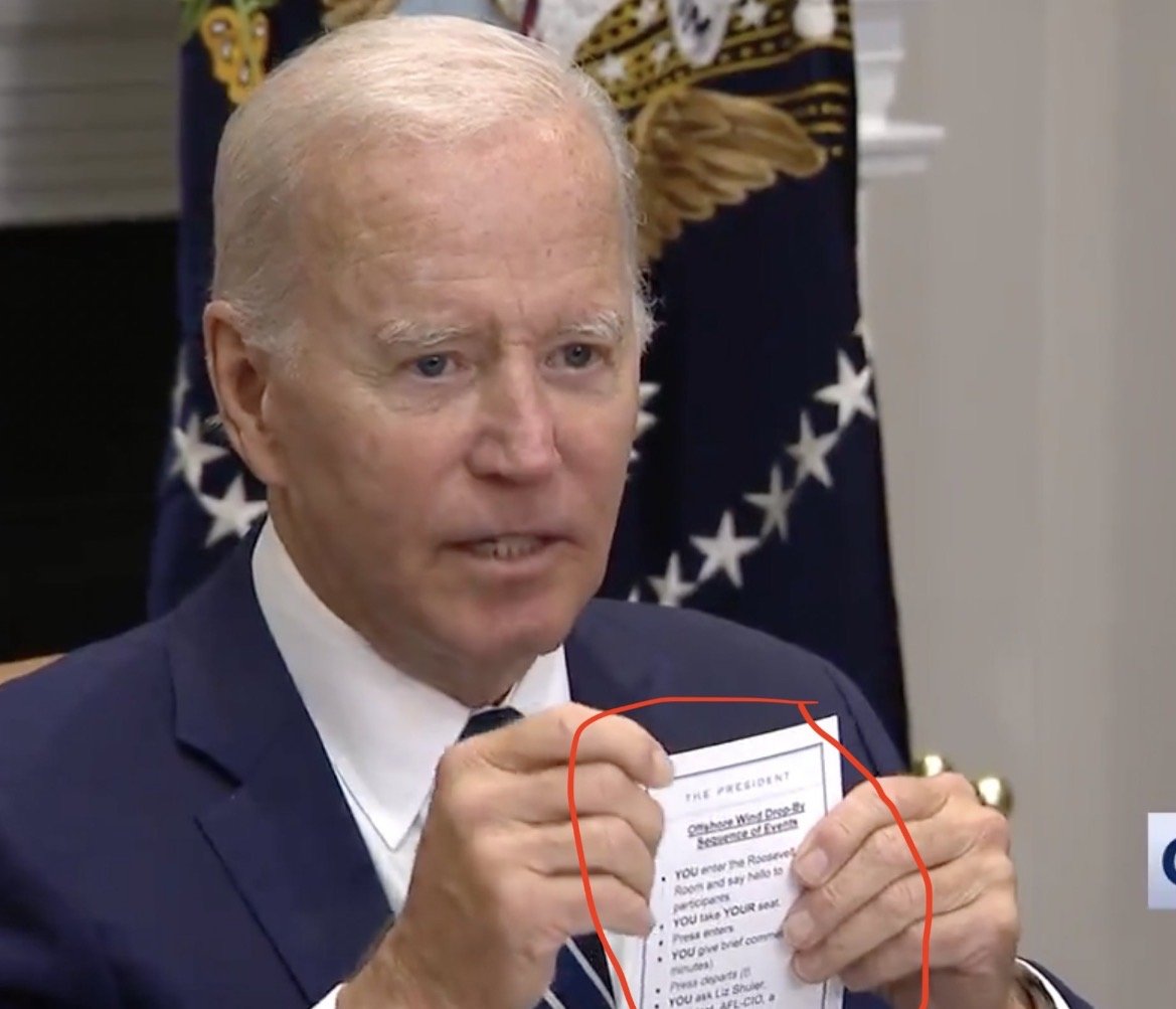 UNBELIEVABLE! Look At This Piece Of Paper Biden Is Holding With Instructions Reminding Him To Do The Most Basic Things