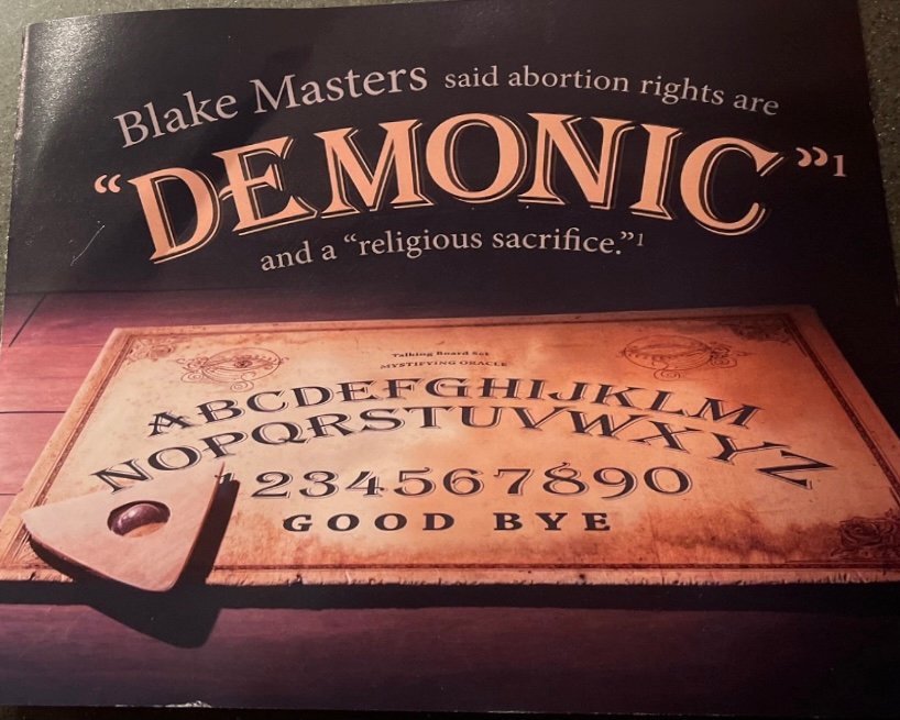 Arizona Democrats Send Demonic Literature Complete with Ouija Board Attacking Blake Masters’ Stance On Abortion