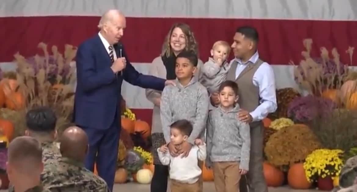 Biden Tells Little Boy It’s Okay to Steal at ‘Friendsgiving’ Dinner with Service Members (VIDEO)