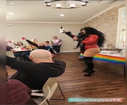 SICK: Bearded Drag Queen Toasts To “Those Who L*ck Us Where We Pee” In Front Of Young Children At Texas Drag Show (VIDEO)