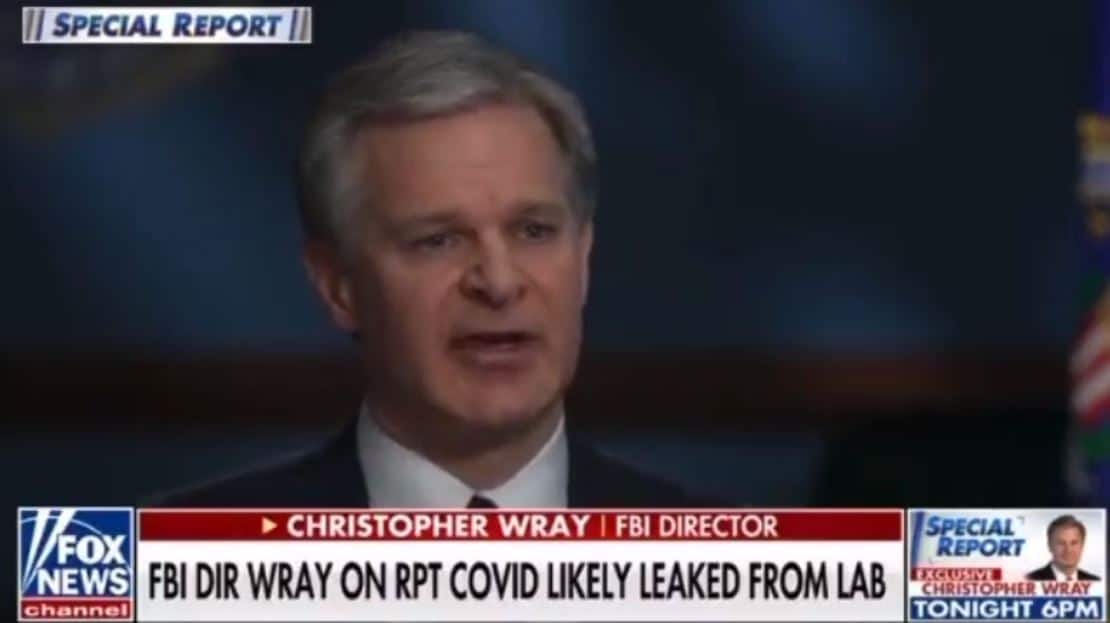 FBI Director Chris Wray Nonchalantly Says COVID-19 Virus Came from a Lab Leak in China (VIDEO)