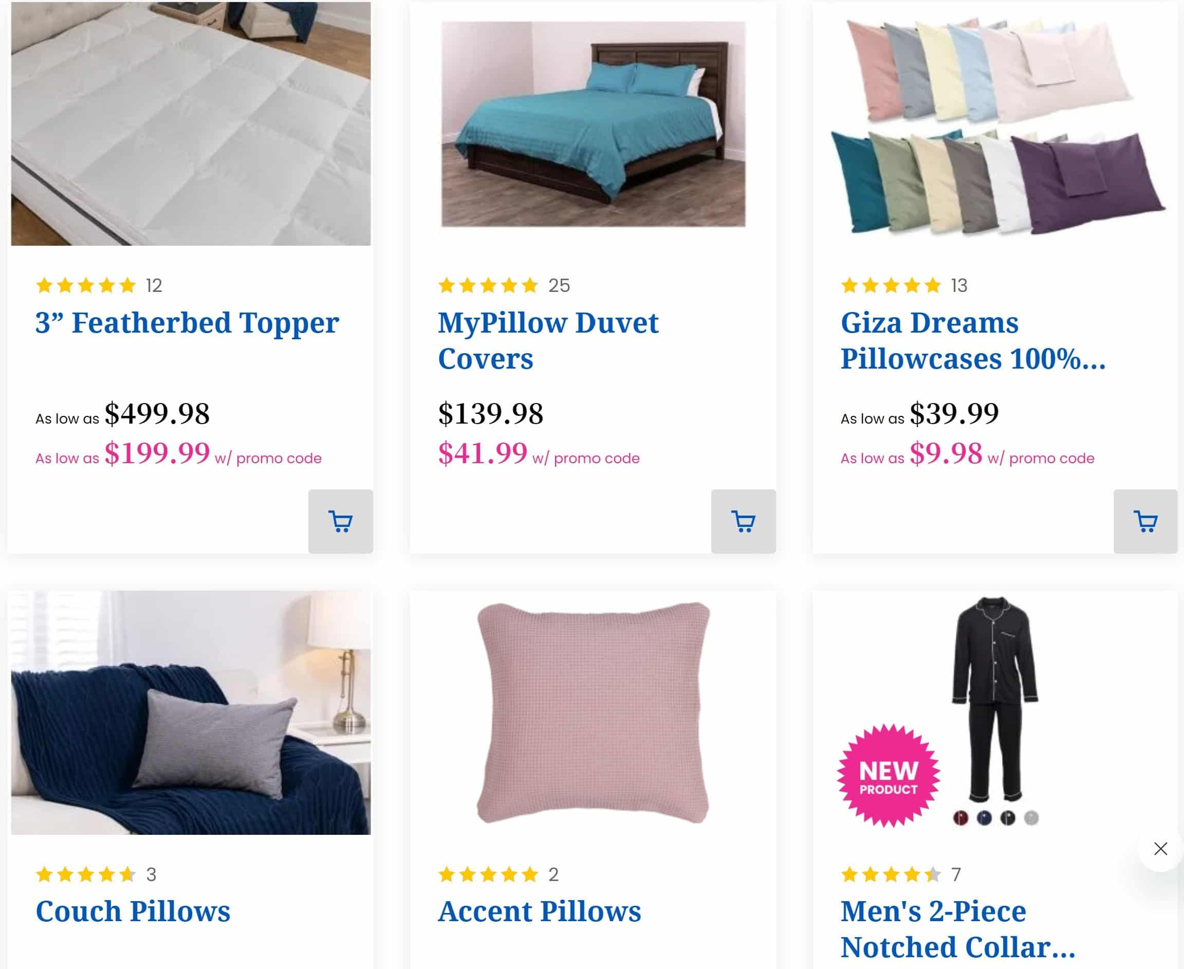 Thirty-Four Discounted Items At MyPillow’s “Closeout And Overstock Sale” (Including The 3″ Featherbed Topper)