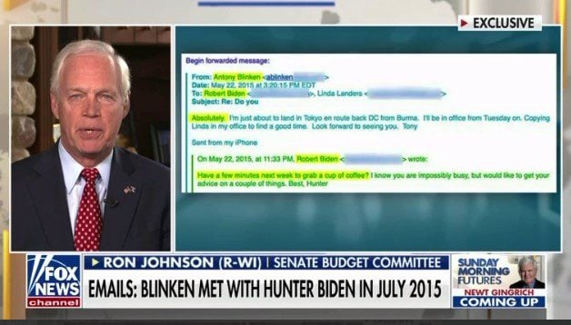 Sen. Ron Johnson: New Emails Show Tony Blinken Lied to US Senate Under Oath About Meeting with Hunter Biden (VIDEO)