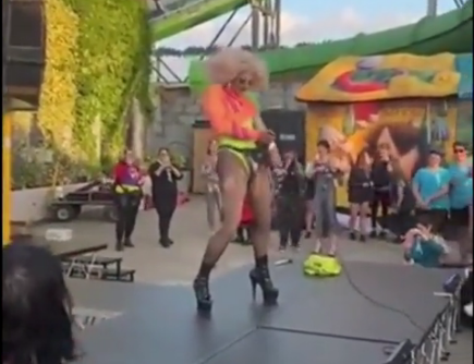 Watch: ‘Drag Race U.K.’ star uses power tool to grind sparks from his crotch in front of children at theme park