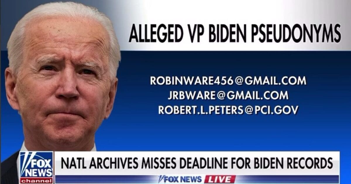 National Archives Misses Deadline to Turn Over Biden Pseudonym Emails He Used for Illicit Business Deals with Foreign Officials | The Gateway Pundit