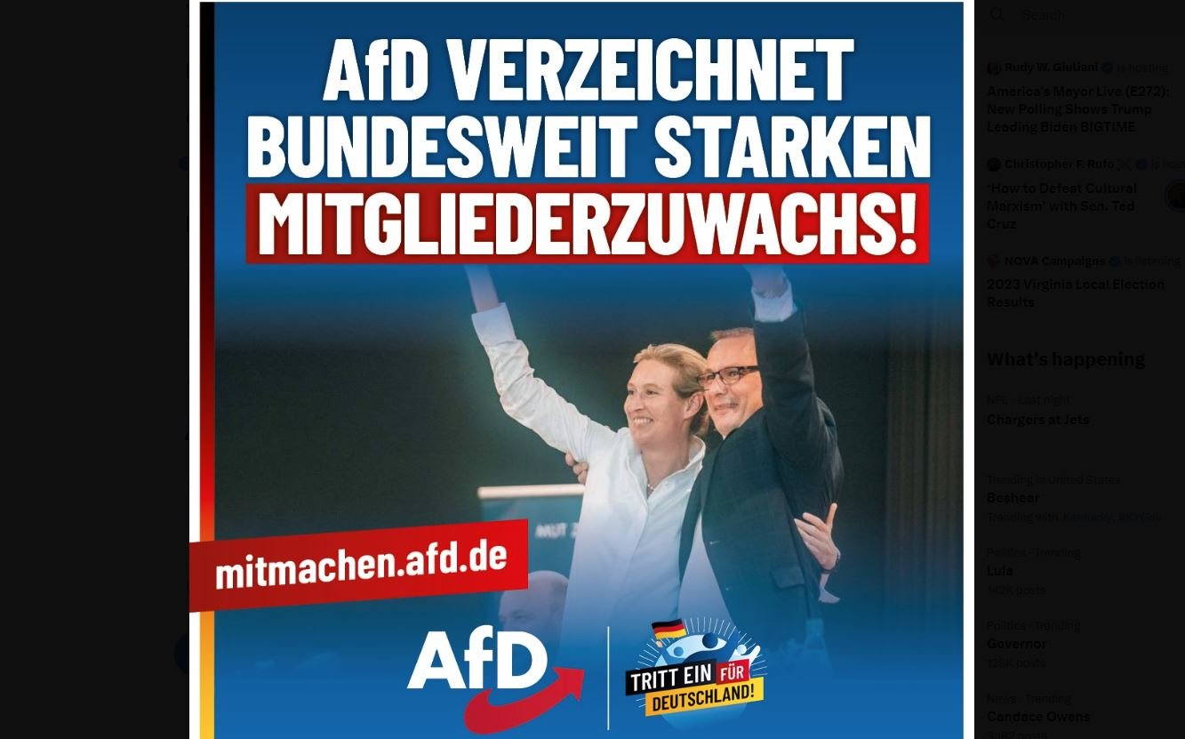 Breaking: German Minister Classifies Conservative AfD Party as "Right Wing Extremist Organization" After His Party Loses to AfD in Latest Elections! | The Gateway Pundit